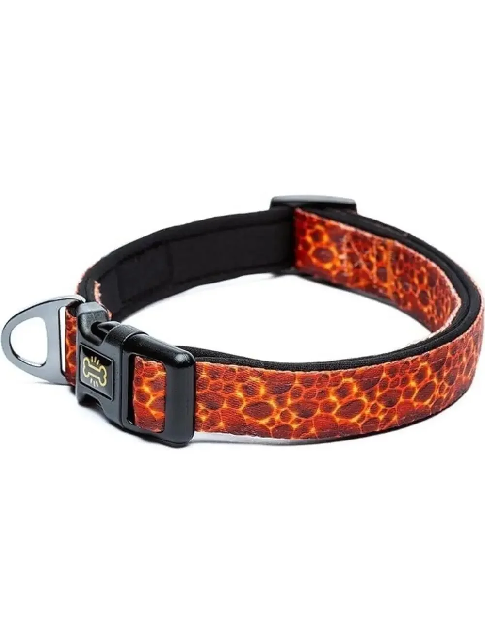 Lava Orange Dog Collar for Large Dogs Jack Muzo Durable D-Ring Leash Tag New